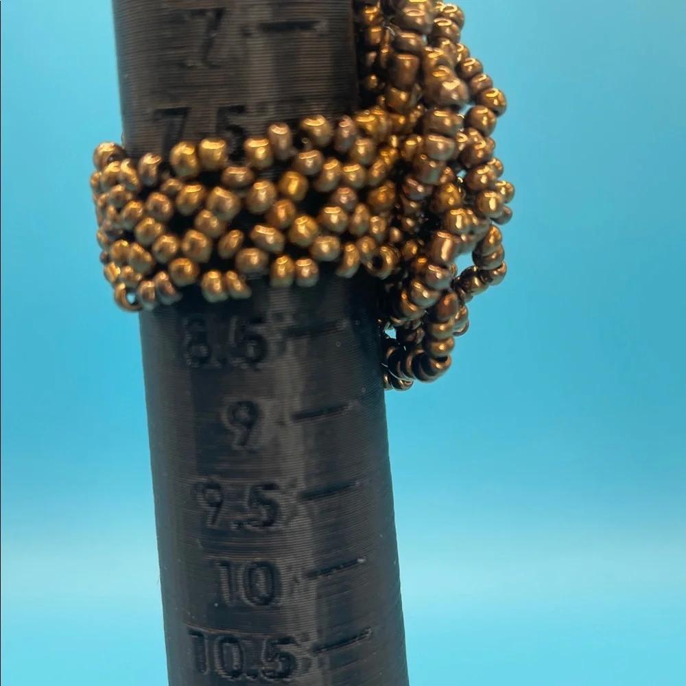 Beaded Statement Ring in brown seed beads size 8